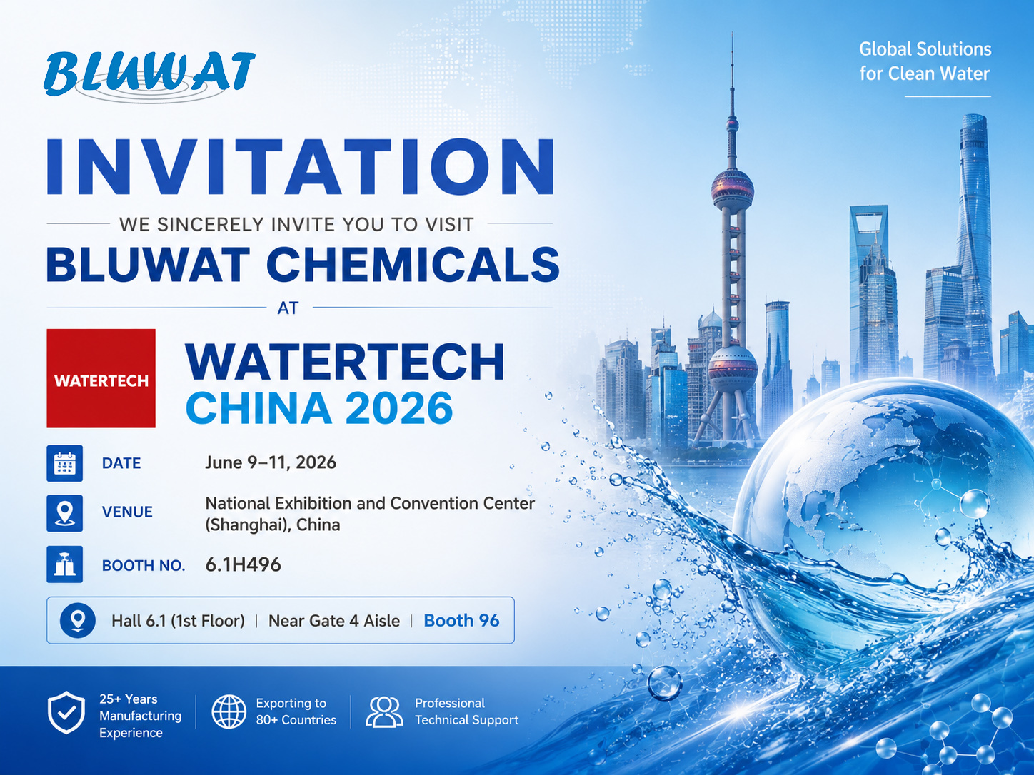 Laatste bedrijfsblogs Maak kennis met Bluwat Chemicals op WATERTECH CHINA 2026 – Shanghai Exhibition Invitation