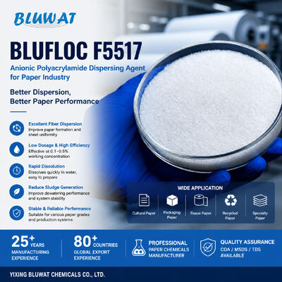 kopen BLUFLOC F5517 Anionisch Polyacrylamide Dispergeermiddel voor de Papierindustrie online vervaardiging