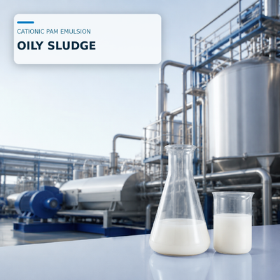 Kopen Hoge-lading-cationische polyacrylamide-emulsie voor het ontwateren van oliehoudende slib in een raffinaderij in vloeibare emulsievorm online vervaardiging