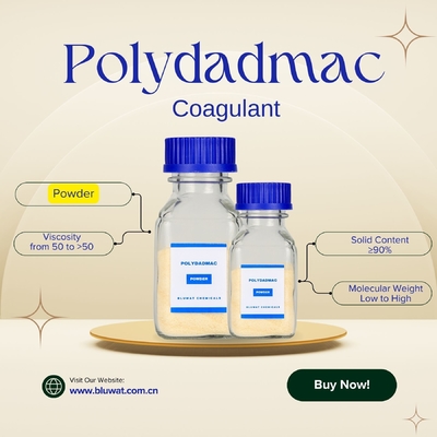 Poeder PolyDADMAC PDADMAC PDMDAAC Coagulatie en flocculatie Reduceert turbiditeit Vermindert volume van slib